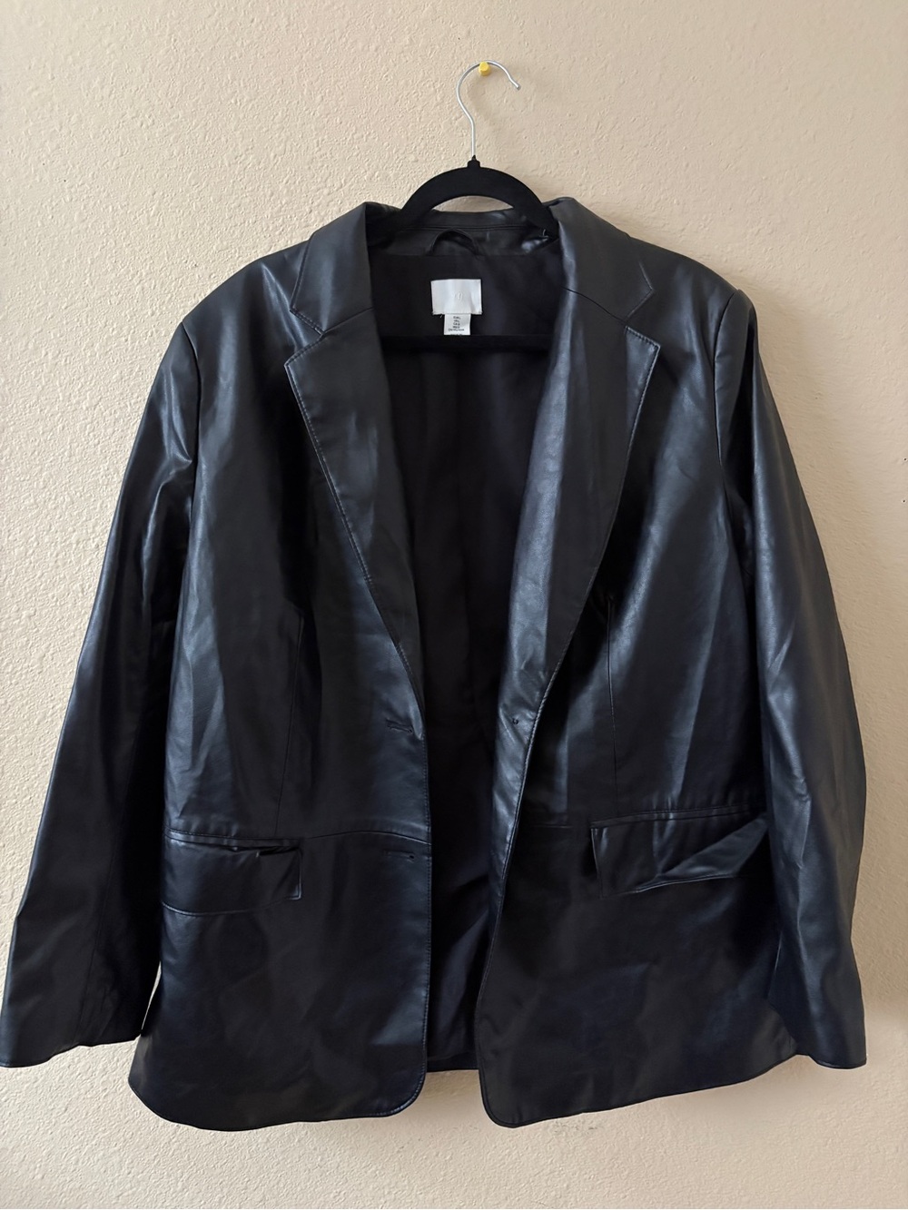 H&M Women’s Black Faux Leather Blazer Jacket
